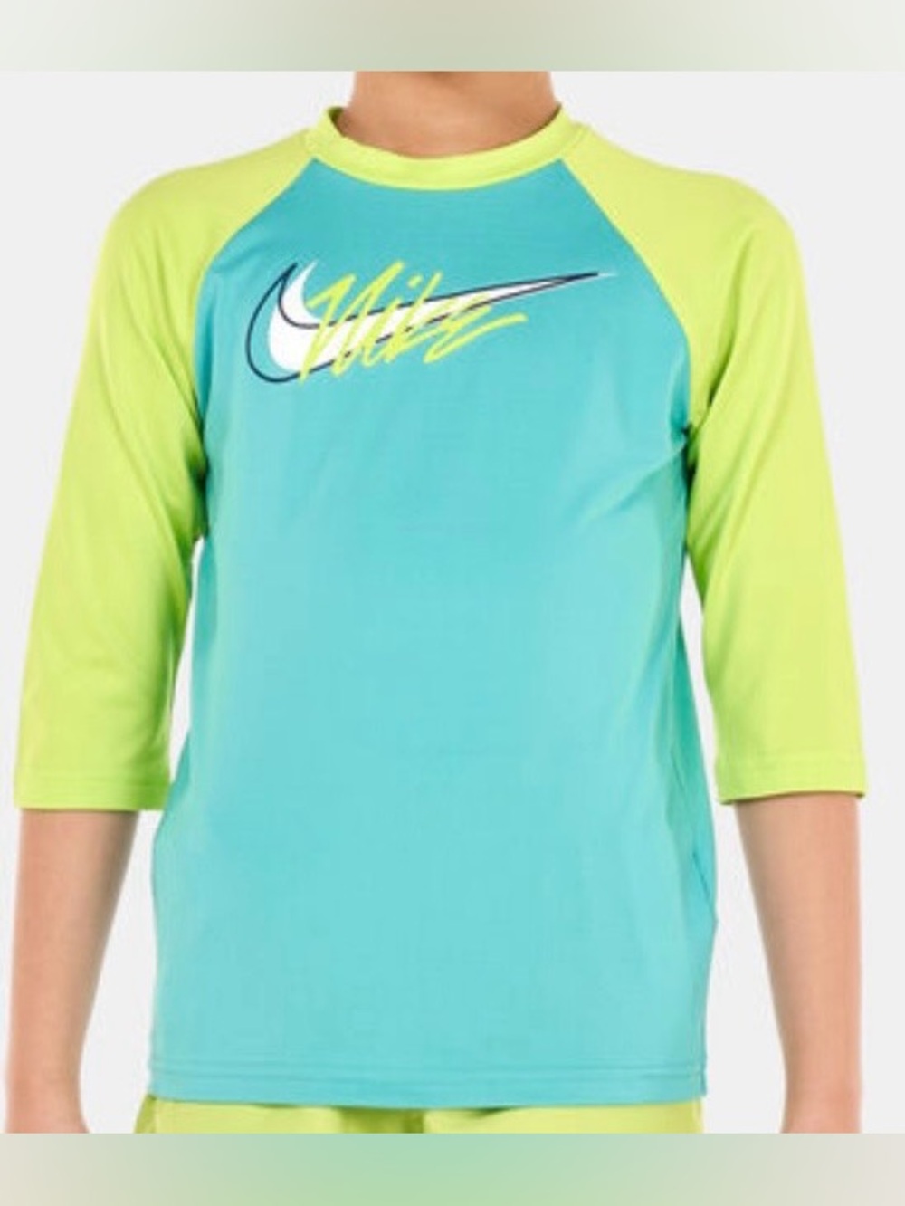 NIKE Kids’ Script Logo Short Sleeve Hydroguard, Size Small